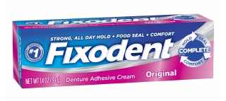 Picture of the most popular denture cream- Fixodent
